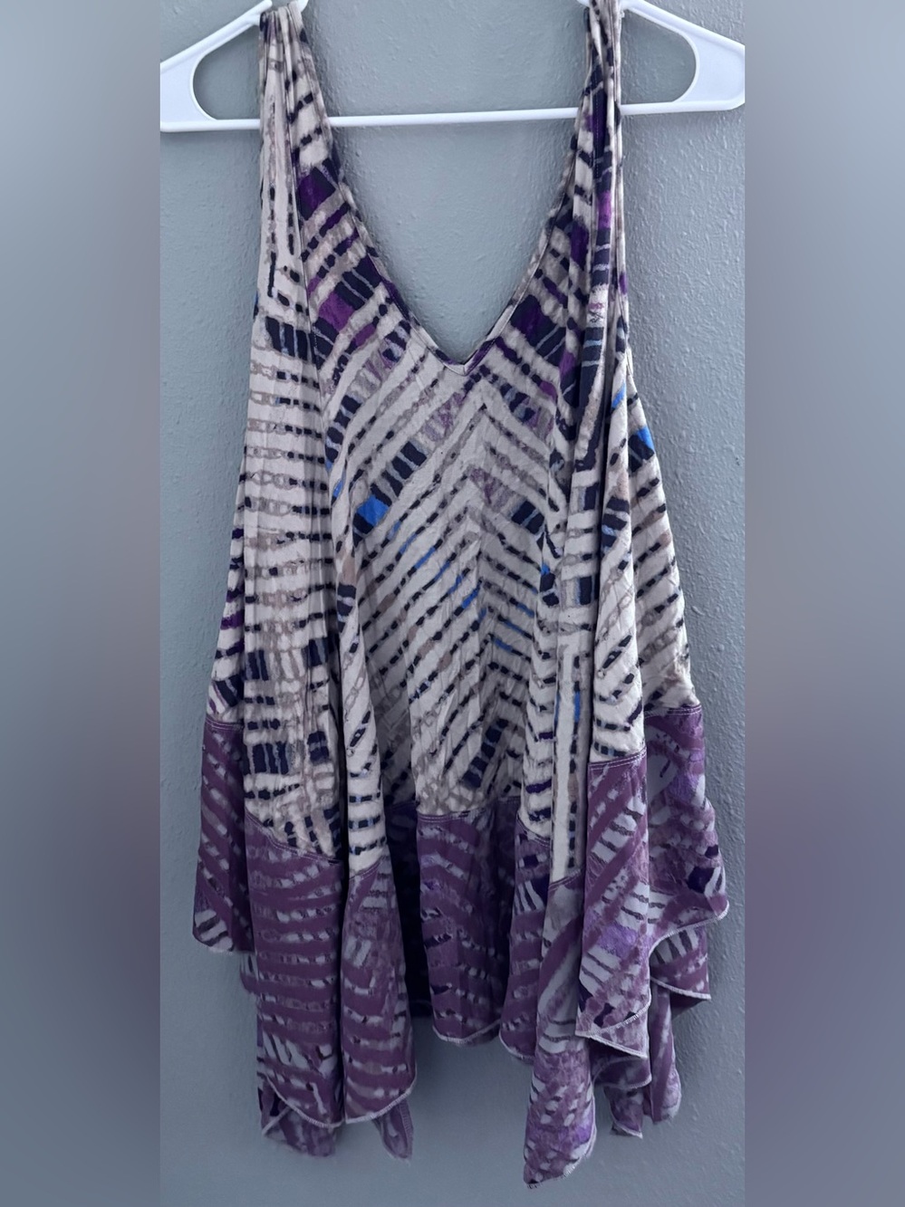 Free People Purple and Cream Patterned Tank Top, Boho